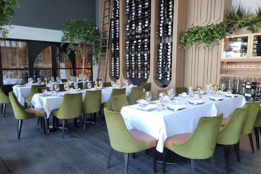 A private room set for dinner